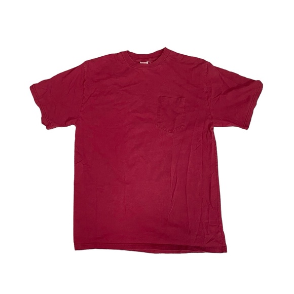 Vintage Fruit Of The Loom Blank Red T Shirt Pocket XL Cotton Easy To Wear - Picture 1 of 10